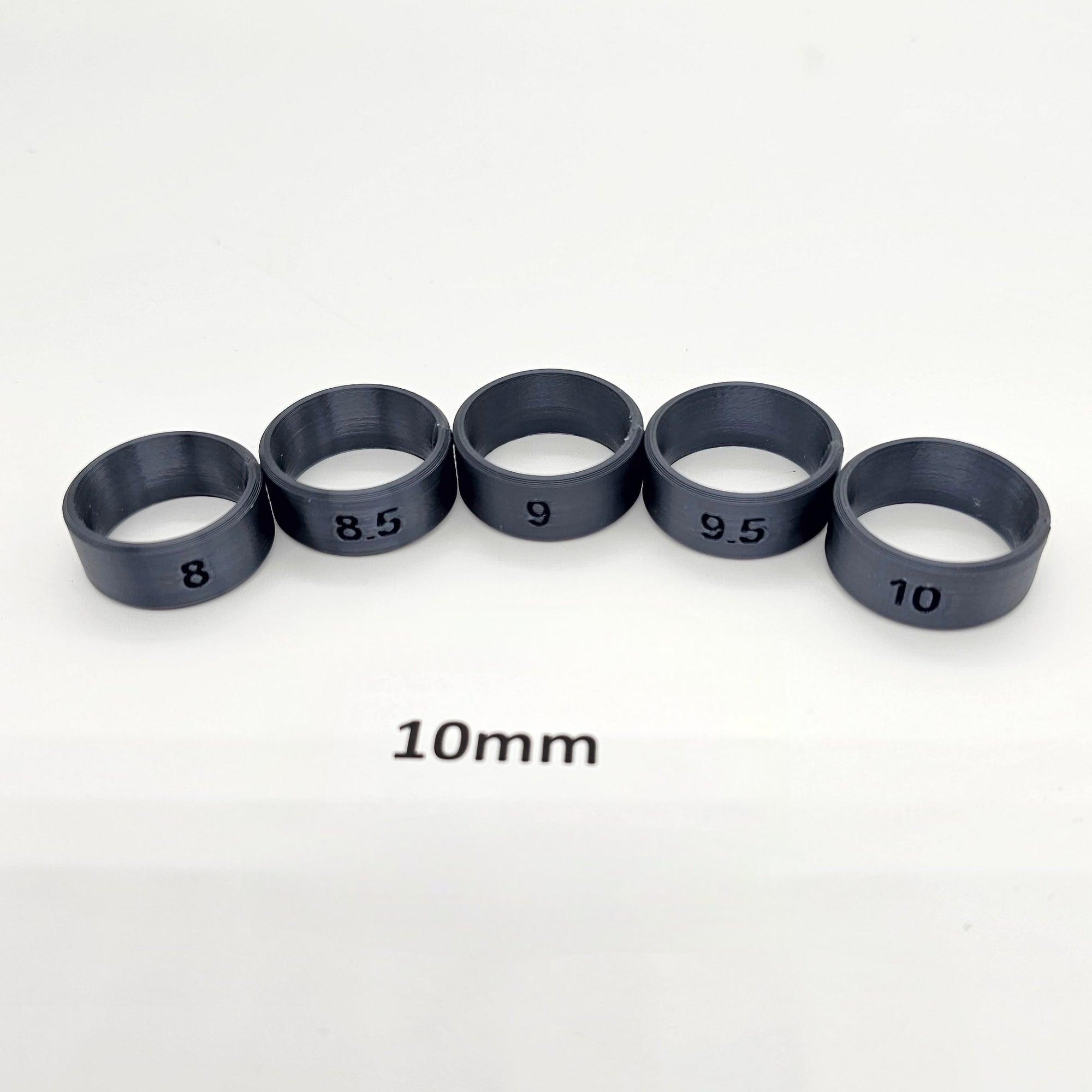 wide band ring sizers, shows set of 5 consecutive.