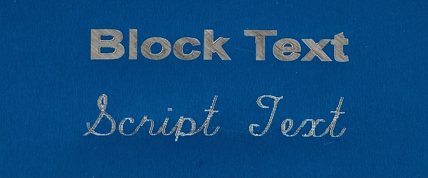 Engraving Text Options = Block Text and Script Text