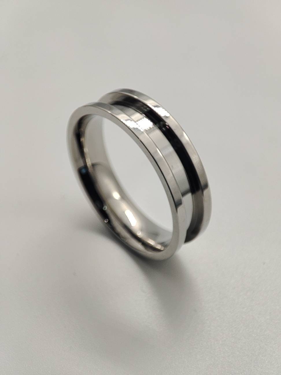 stainless steel channel ring blank - 6/3