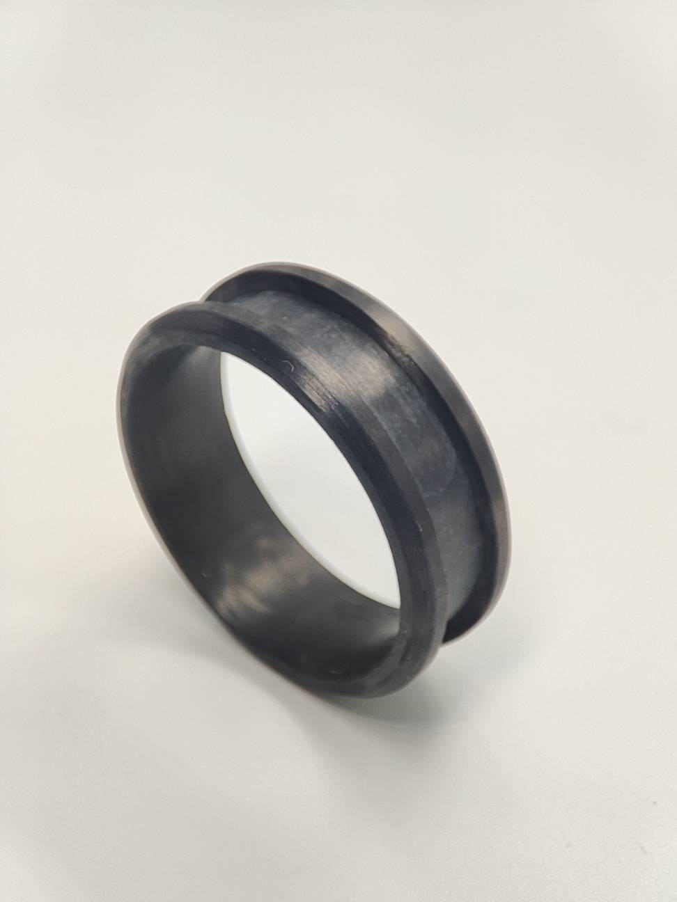 Carbon Fiber Ring Blank. 8mm Wide. 4mm Channel.