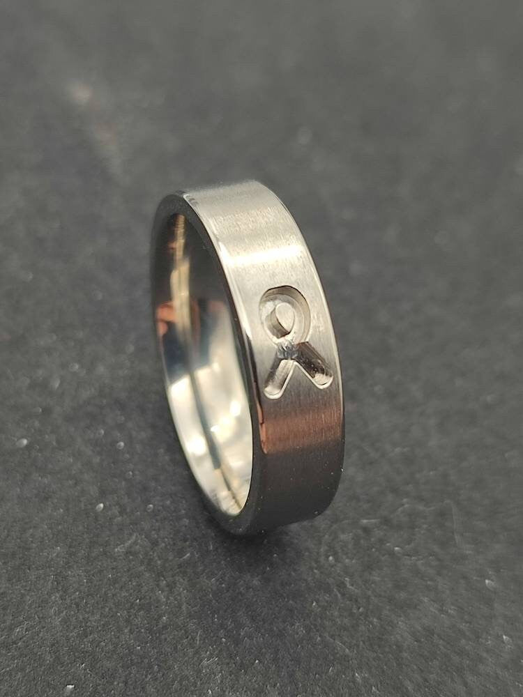 Titanium - Awareness Ribbon Ring Blank - 6mm