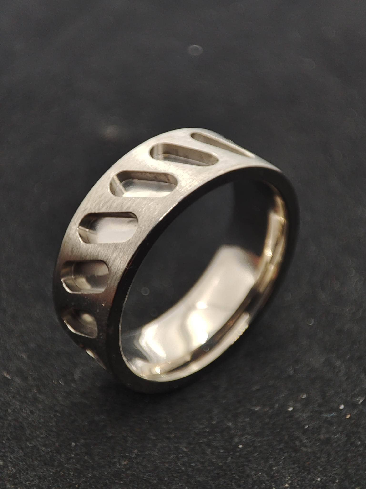 Titanium - Tilted Capsule Ring Blank - 8mm - Bentwood Ring Supplies