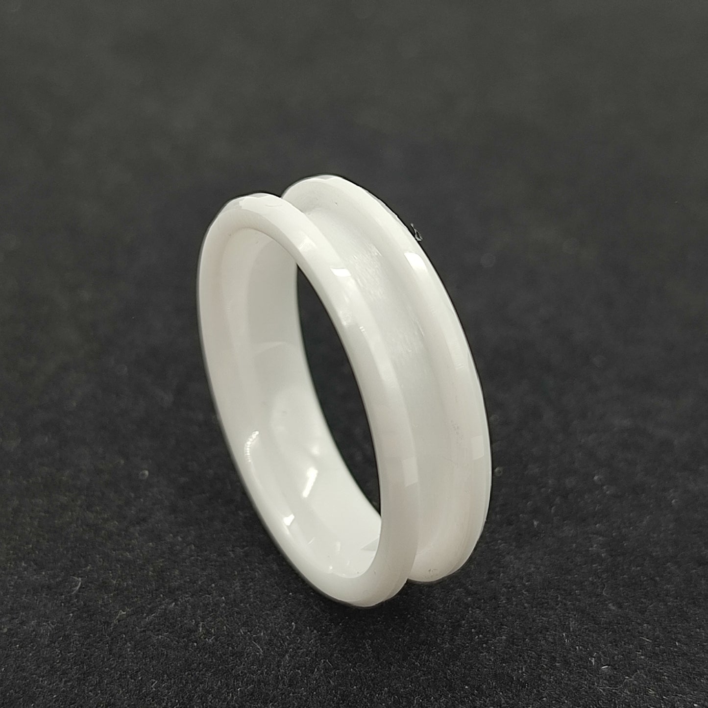 White Ceramic - Channel Ring Blank - 6/3 - Bentwood Ring Supplies