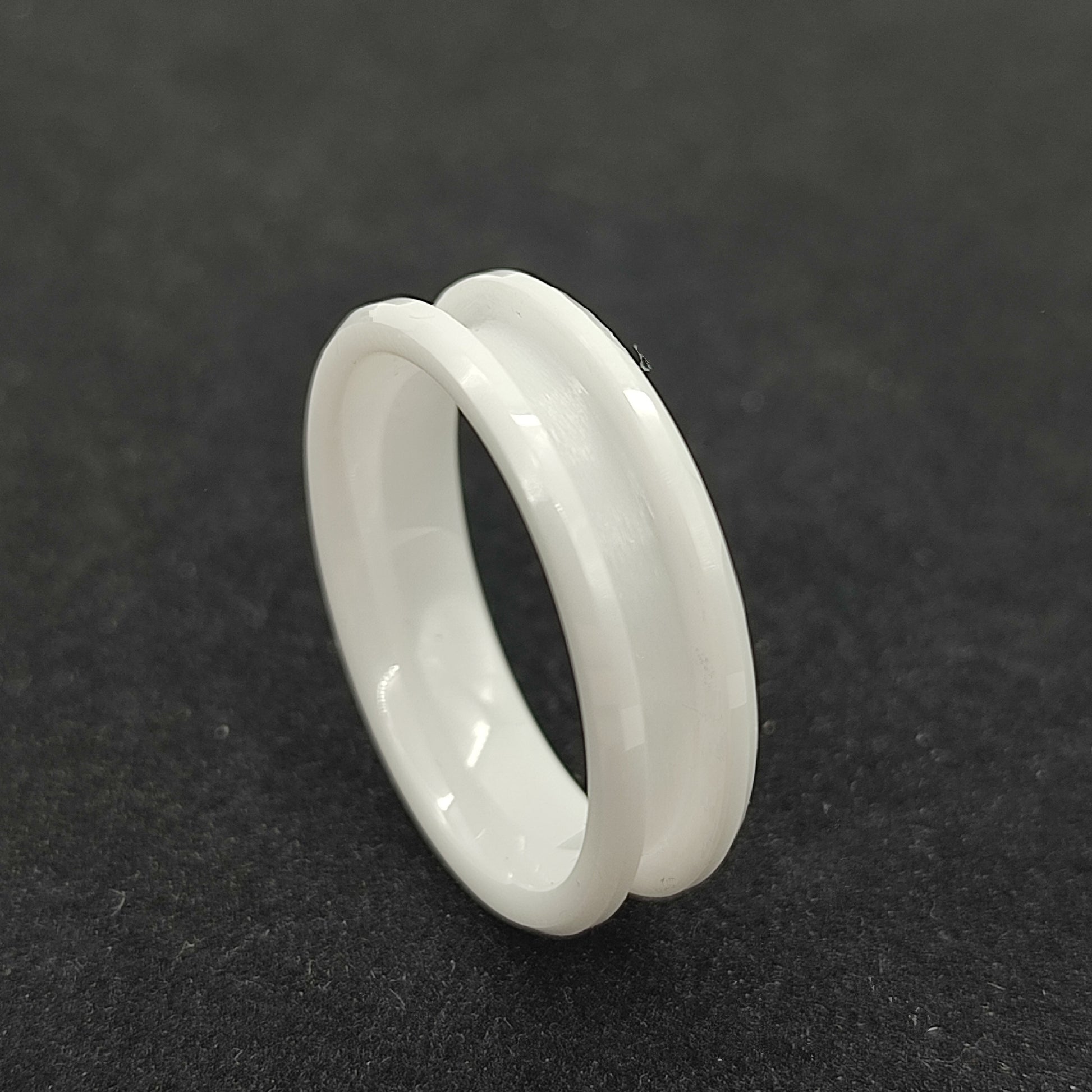 White Ceramic - Channel Ring Blank - 6/3 - Bentwood Ring Supplies