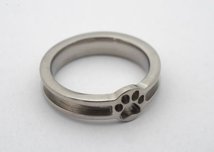 Titanium - Paw Print Focus Channel Ring Blank - 4/2