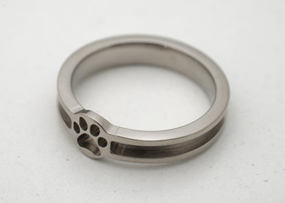 Titanium - Paw Print Focus Channel Ring Blank - 4/2