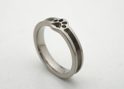 Titanium - Paw Print Focus Channel Ring Blank - 4/2