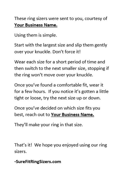 Shows an example of instructions sent with each package.