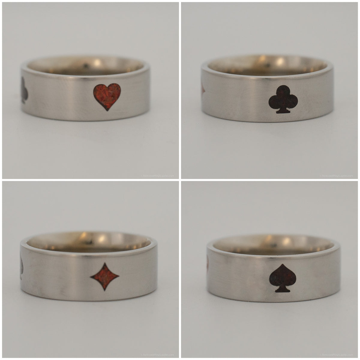 Ring Maker Subscription Box - card suit inlay ring, four views