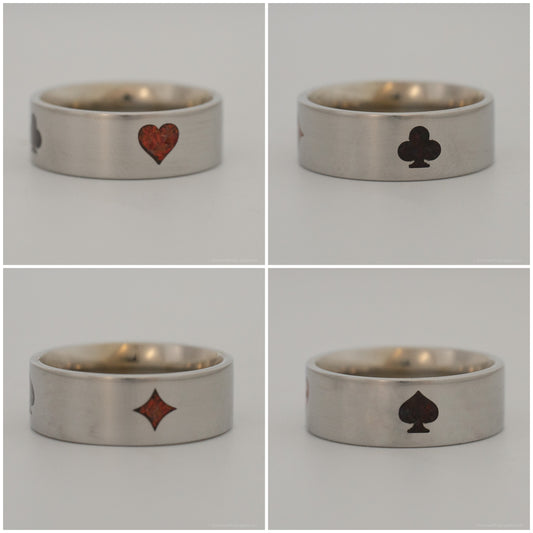 Ring Maker Subscription Box - card suit inlay ring, four views