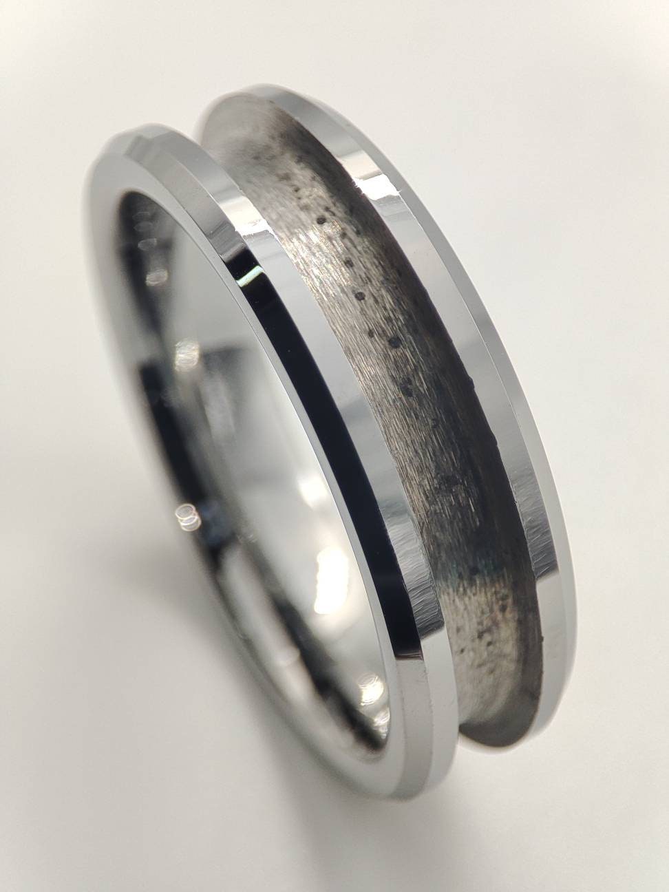 8mm Bevelled Tungsten Carbide Polished Inlay Ring Blank 