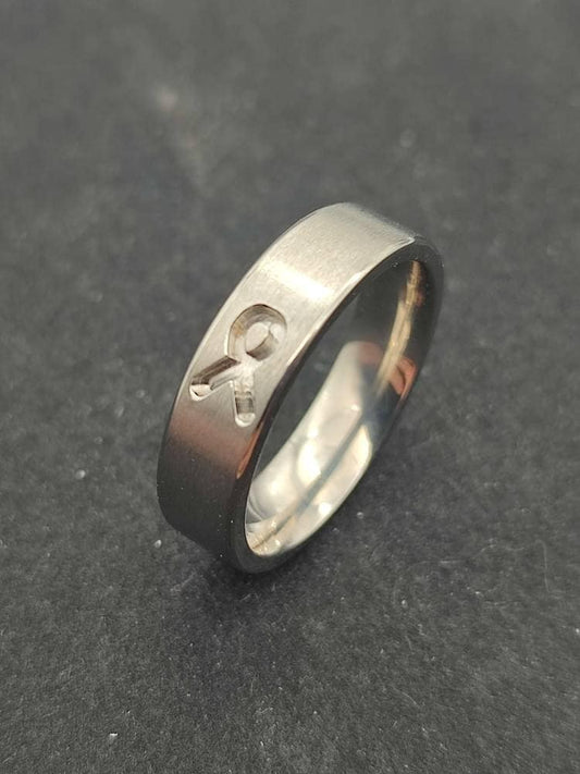 Titanium - Awareness Ribbon Ring Blank - 6mm