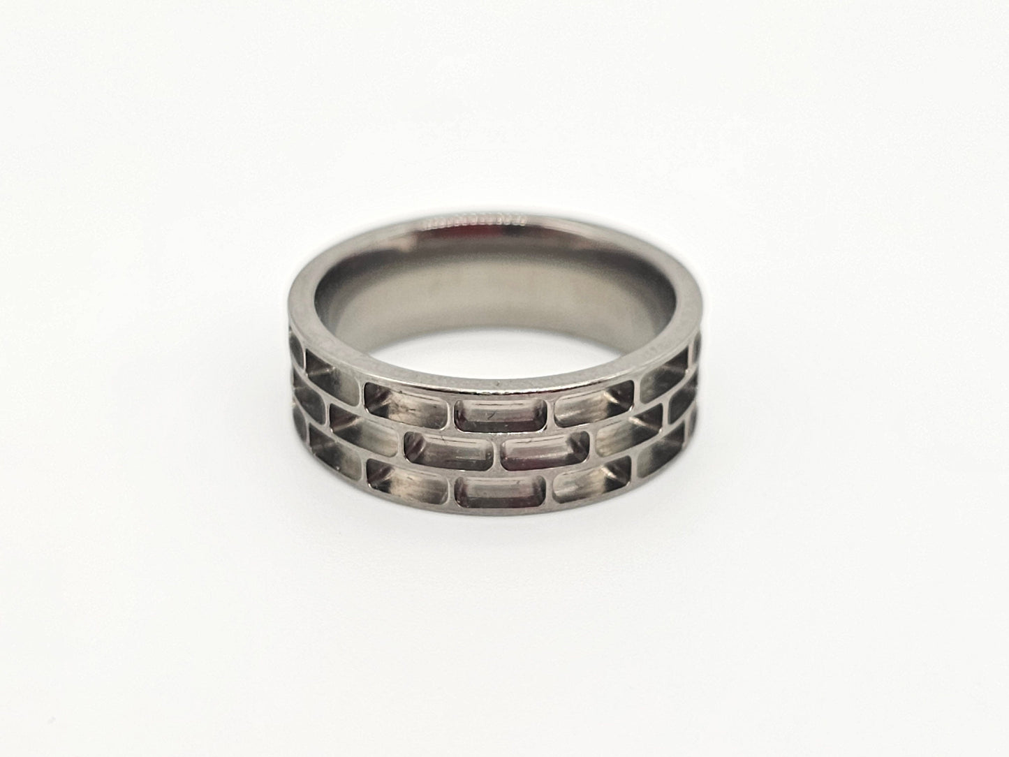 Titanium - Brick Wall Ring Blank - 8mm