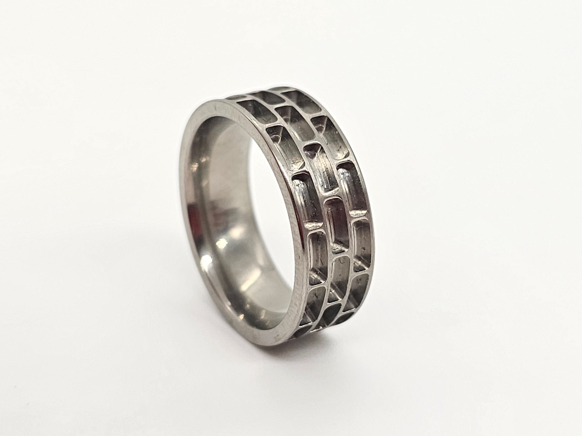 Titanium - Brick Wall Ring Blank - 8mm