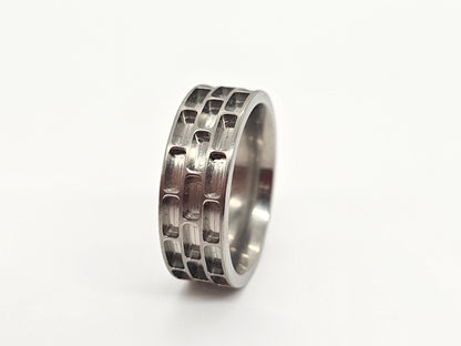 Titanium - Brick Wall Ring Blank - 8mm