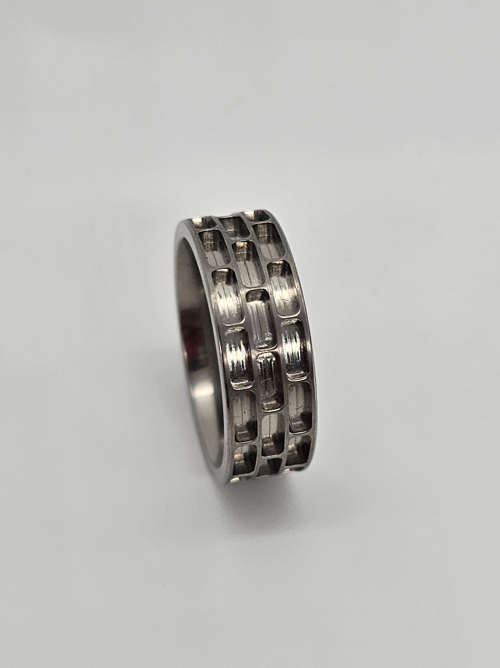 Titanium - Brick Wall Ring Blank - 8mm