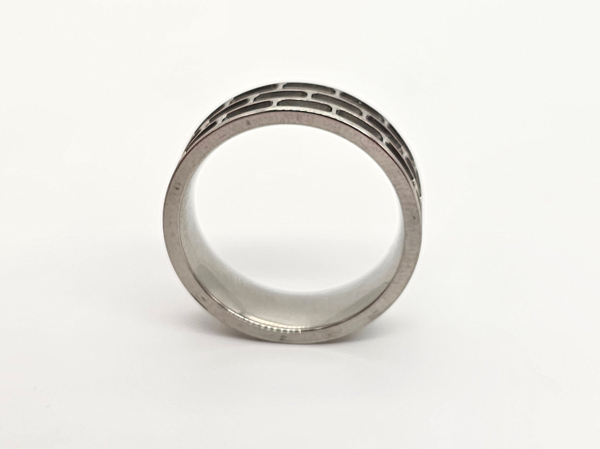 Titanium - Brick Wall Ring Blank - 8mm